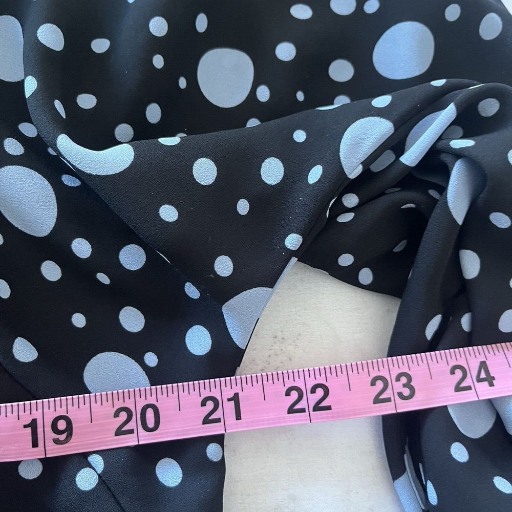 Who What Wear Shirt Blouse Long Sleeve Ruffle Black Gray Polka Dot Sheer Balloon - Picture 13 of 16